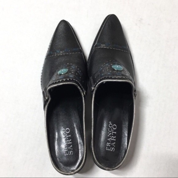 Franco Sarto Western Boho Cowgirl Leather Mules - Picture 7 of 8